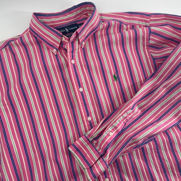 Ralph Lauren Other - Ralph Lauren Classic Fit Striped Button Down Shirt Mens XL Pink Green Navy White